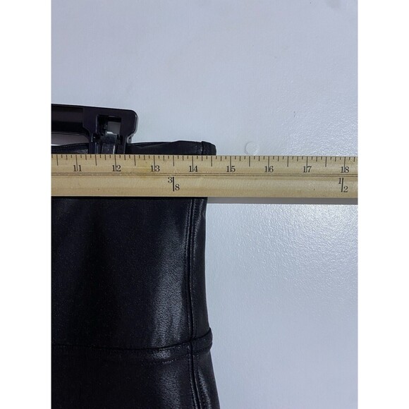 Spanx Leggings XL Black Faux Leather Slimming Tummy Control Compression Mobwife - Picture 7 of 10